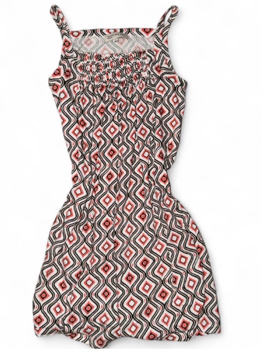 Jones New York Coral, Black & White Geometric Sundress